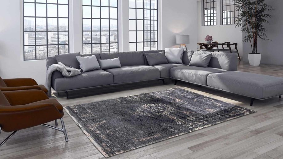 Louis De Poortere teppe LX 8263 Fading World Medaillon Mineral Black interior 2