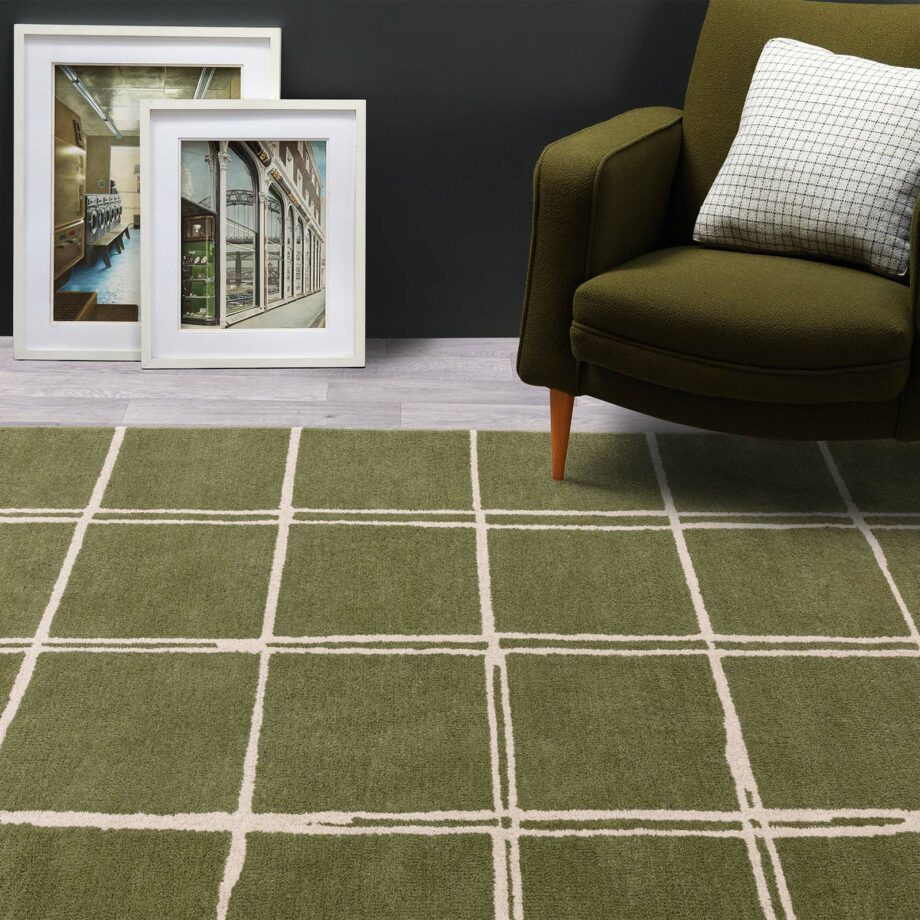 Asiatic teppe Albany Grid Olive interior square